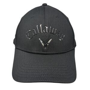 Callaway Strapback Baseball Cap Black One Size Adjustable 6 Panel Polyester